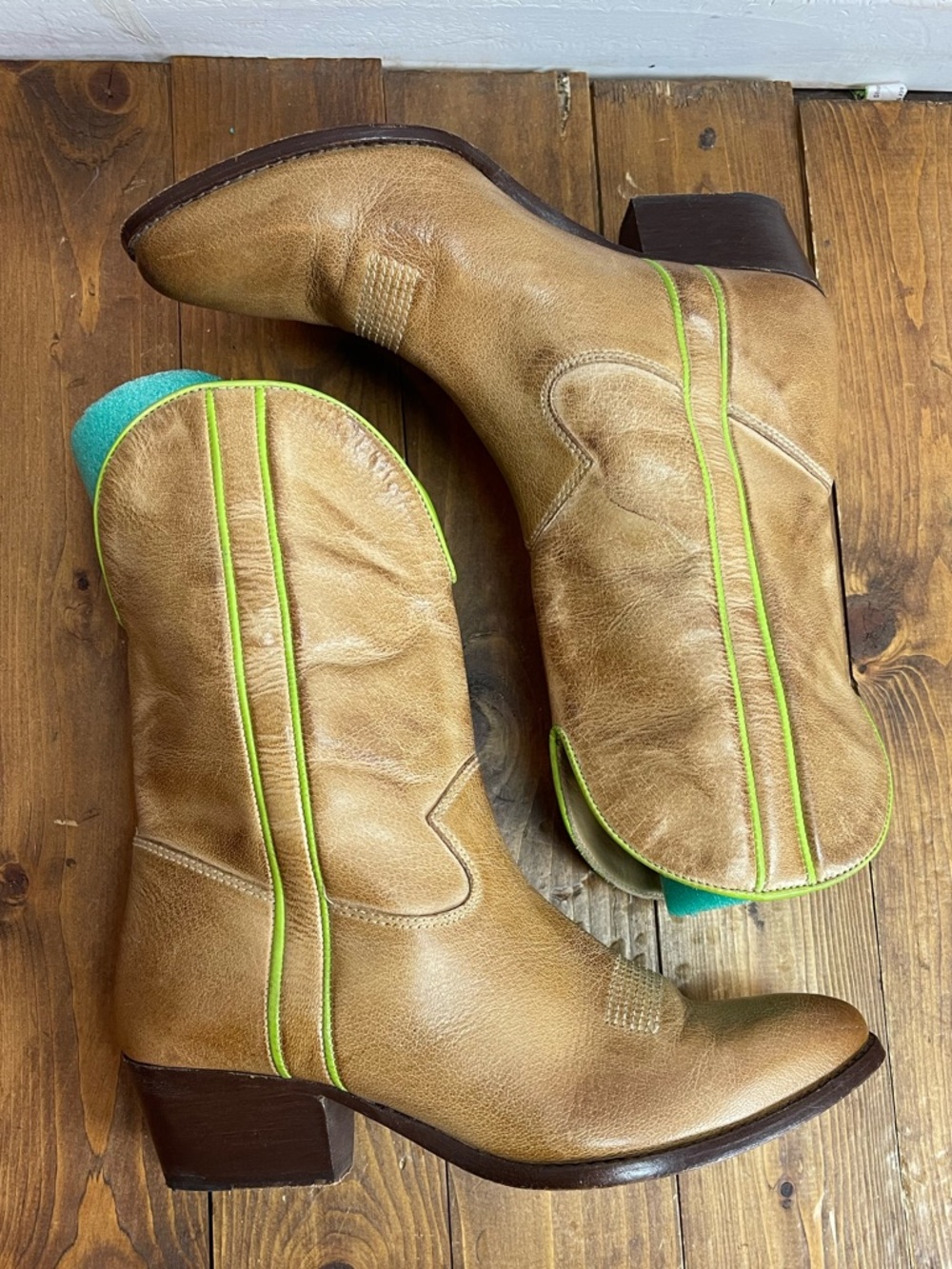 Free People Borderline Western Boots tan leather womens size 37.5 - Picture 6 of 9